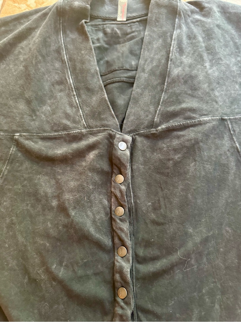Washed Black Button-Front Ruffle-Hem Women's romper - Picture 4 of 8